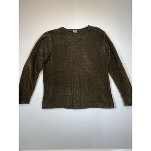 Premier International Ladies Brown Chenille Knit Long Sleeve Sweater